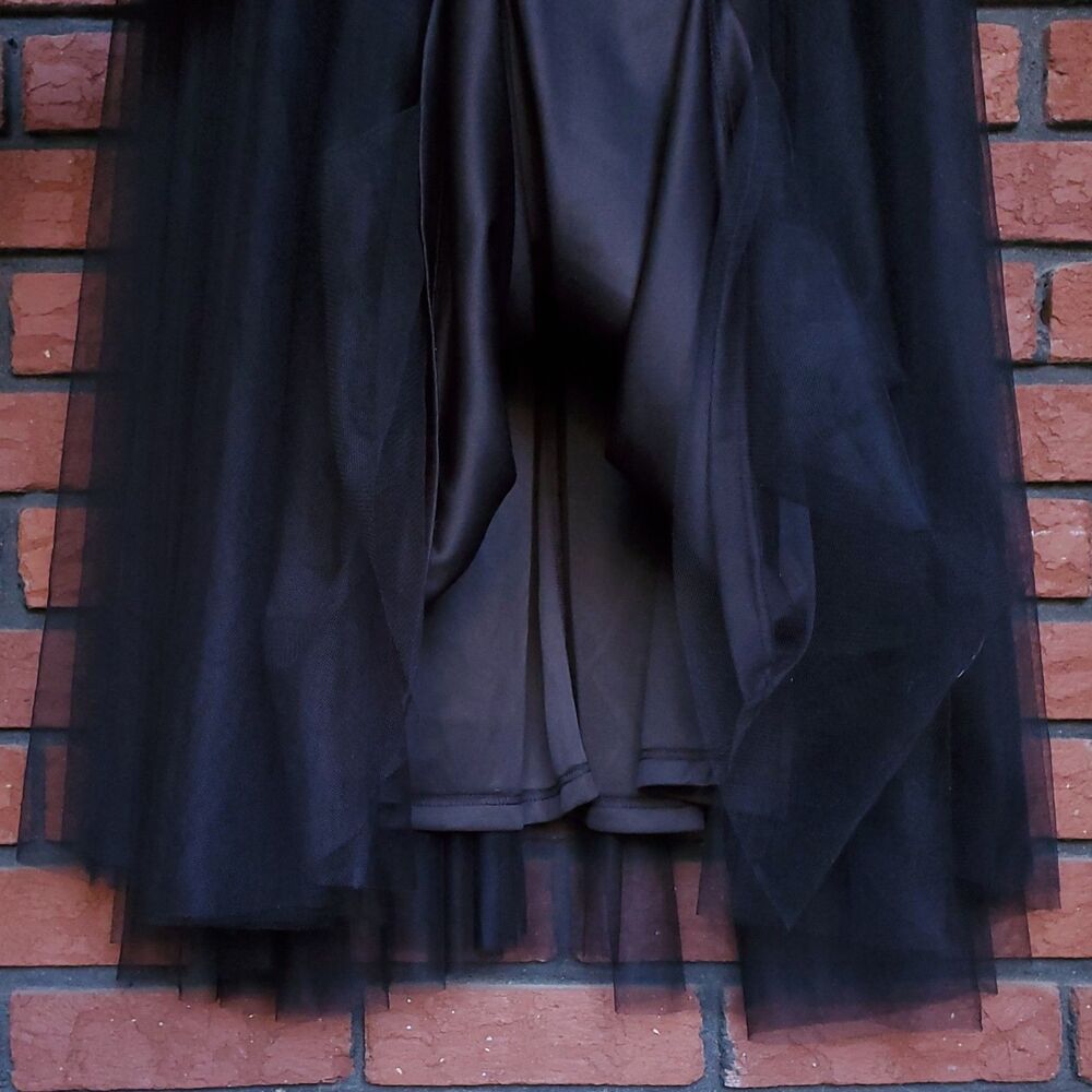 Ever Pretty Maxi Dress XL 10 Black Tulle Sequin Evening Gown Witchy Whimsigoth - Picture 3 of 14